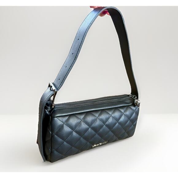 BETSEY JOHNSON Skull Studs BLK LTR Quilted Hobo Shoulder Bag Halloween Goth Y2K - Picture 8 of 16